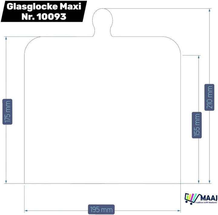 MAAJ Set Schieferplatte Maxi Ø 23 cm & edle GLASGLOCKE LUXUS mundgeblasen