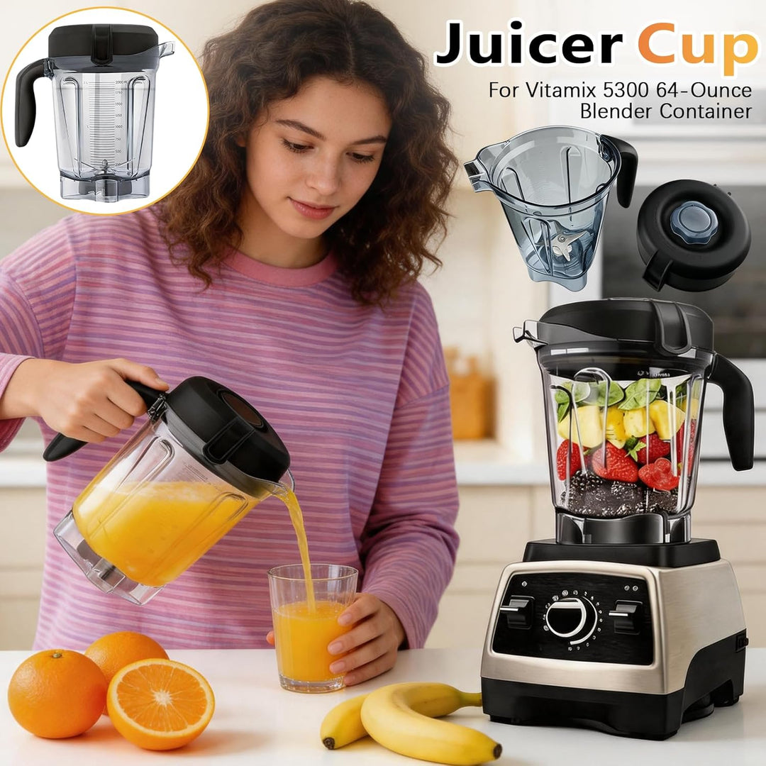 Mixbehälter, 64 oz Entsafterbecher mit Deckel, Messerverschluss und Klinge aus Edelstahl für Vitamix