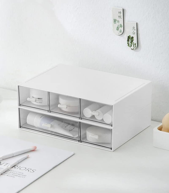 3 Stück Schreibtisch Organizer mit 6 Schubladen, Stapelbare Schubladenbox, Schreibtisch Organisation