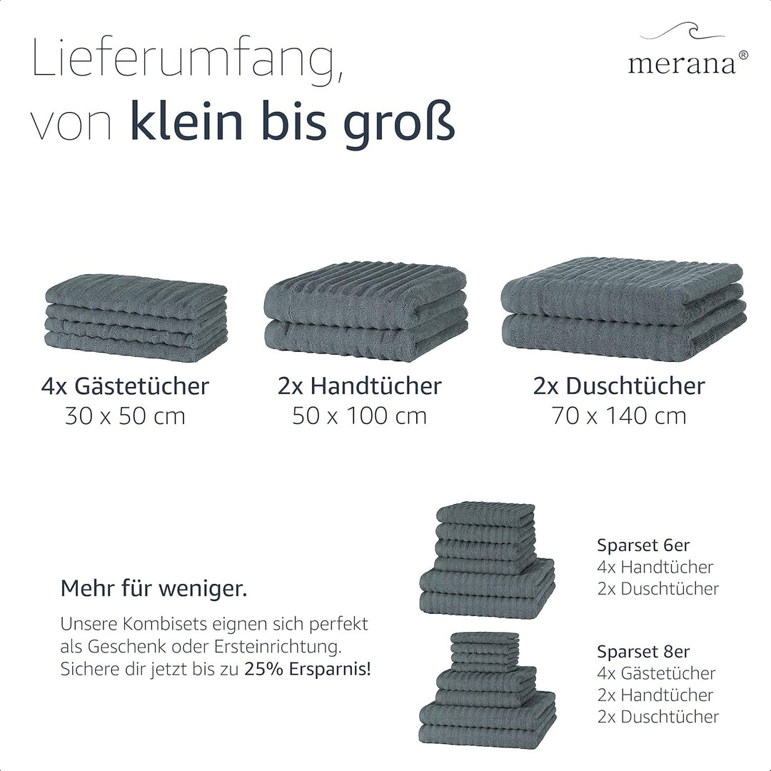 Merana OSLO Handtücher 50x100 cm - 2X Luxus Handtuch - Schnelltrocknendes Handtuch aus 100% feinster