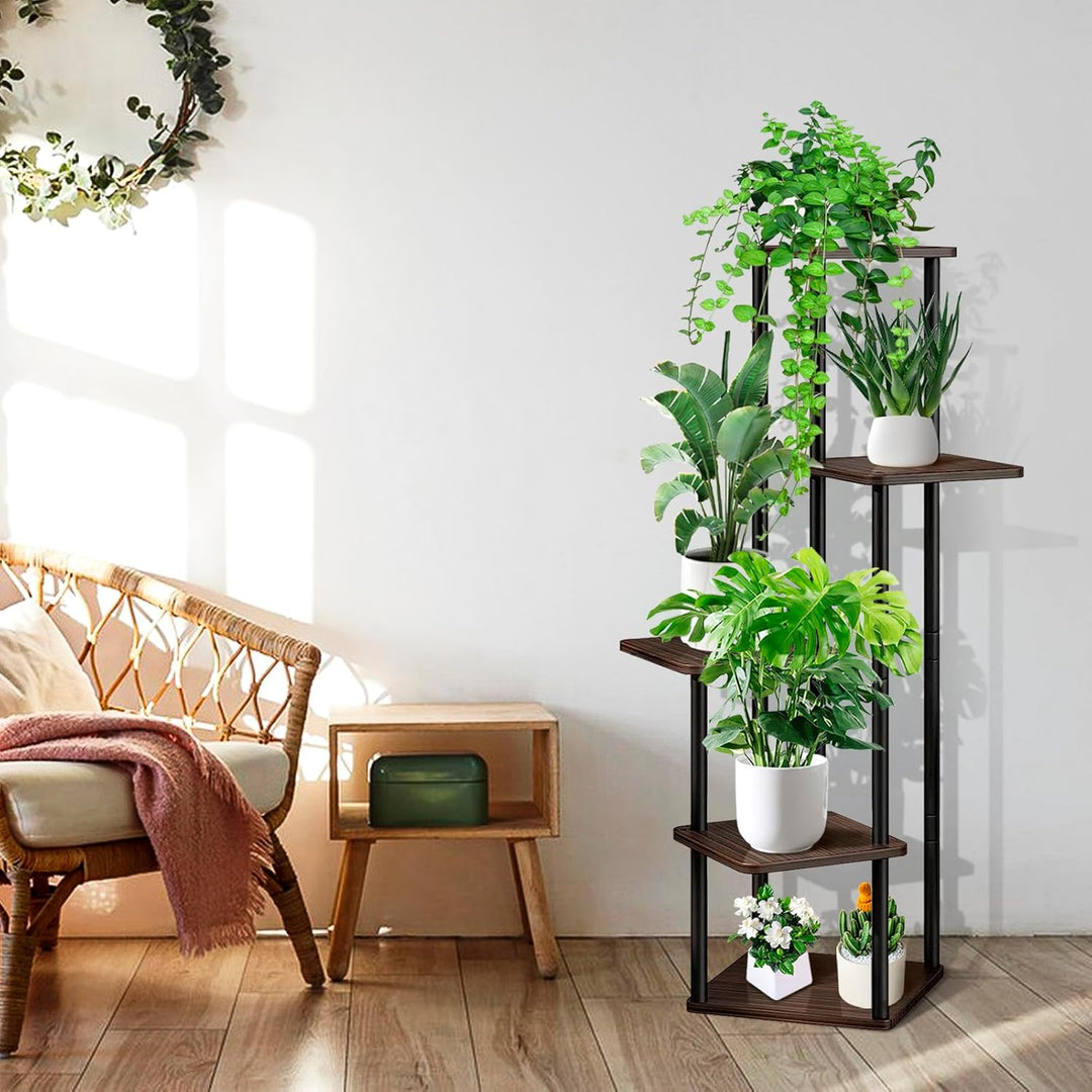 VASZOLA 5-Tier Hölzern Blumenregal Pflanzenregal, Mehrstöckig Blumenständer Pflanzenständer Blumenba