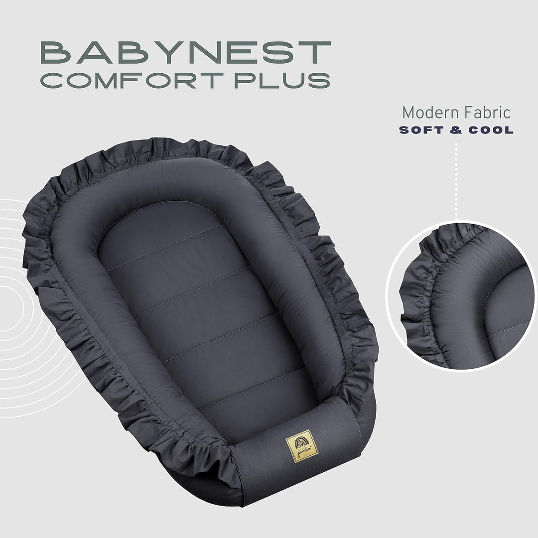 PIMKO Babynest mit rüschen Babynestchen für Baby Kuschelnest Babykokon für Säuglinge und Neugeborene