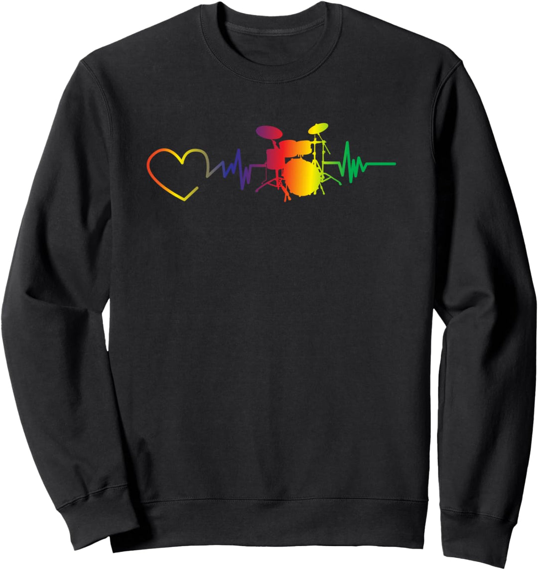 Herzschlag Drummer Bekleidung LGBT Gay Pride Regenbogen Sweatshirt