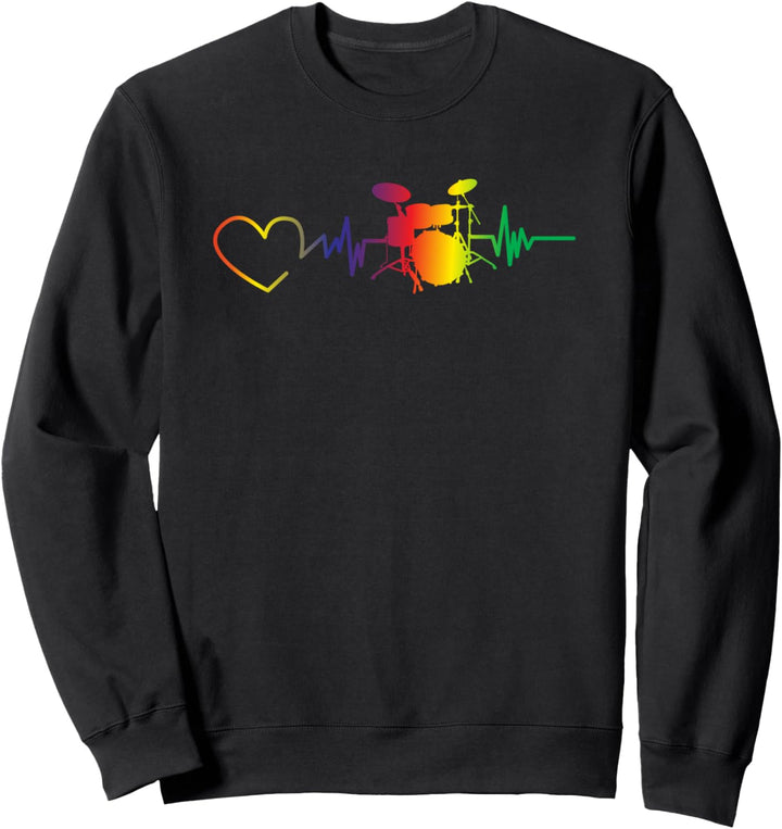 Herzschlag Drummer Bekleidung LGBT Gay Pride Regenbogen Sweatshirt