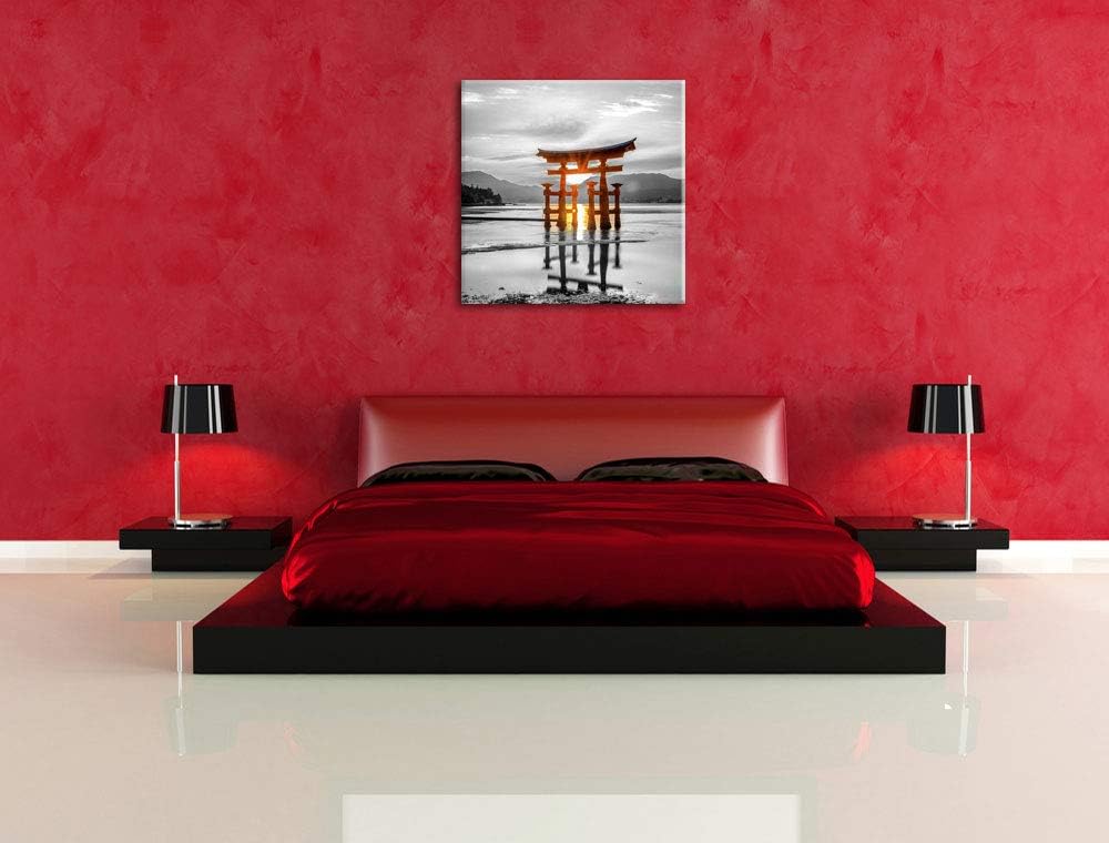 Pixxprint schönes Torii in Miyajima als Leinwandbild Quadratisch/Grösse: 70x70 / Wandbild/Kunstdruck
