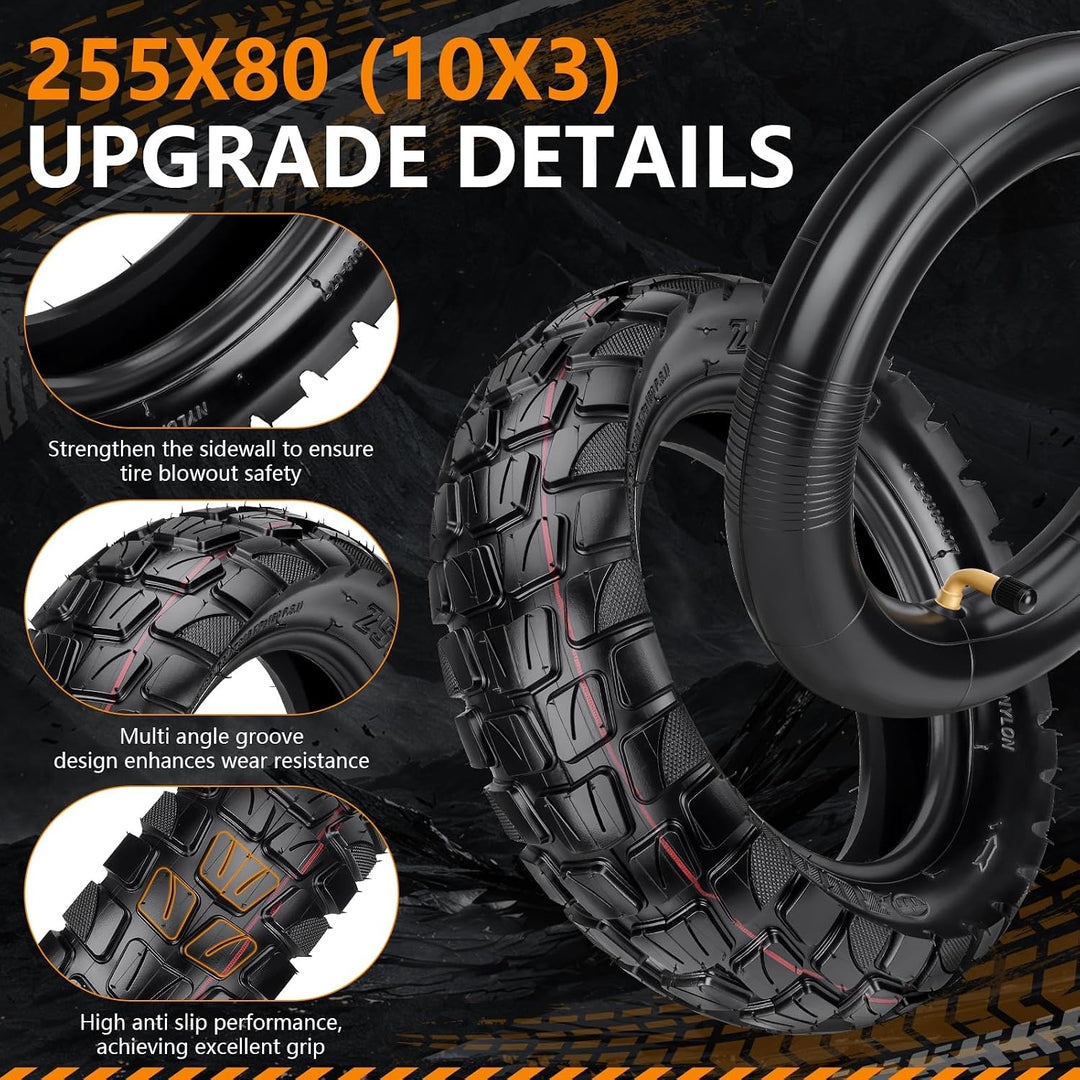 Xastro 2 PCS 255x80 Aussenreifen Reifen 2 PCS 10x2.5 Schlauch 80/65-6 E Scooter Reifen 255x80 Offroa