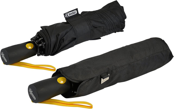 iX-brella Reverse umgekehrt öffnender Fiberglas-Taschenschirm mit farbigen Speichen - schwarz-gelb,