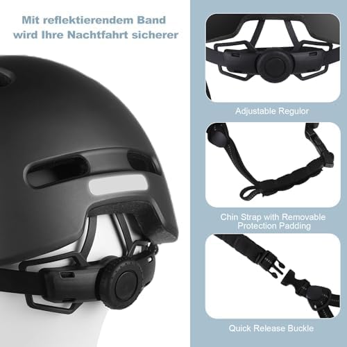 Shinmax Fahrradhelm für Damen und Herren, Einstellbarer Helm mit Visier &amp; Sonnenschutz, Leicht &amp; Bel