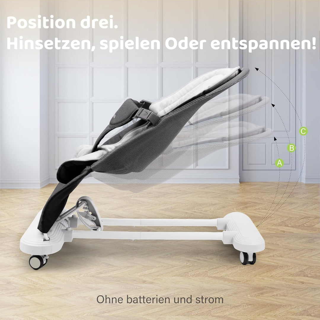 Babywippe mit Abnehmbarer Spielbogen, Baby Bouncer mit Klavierspielzeuge, Fütterungstablett, Verdick