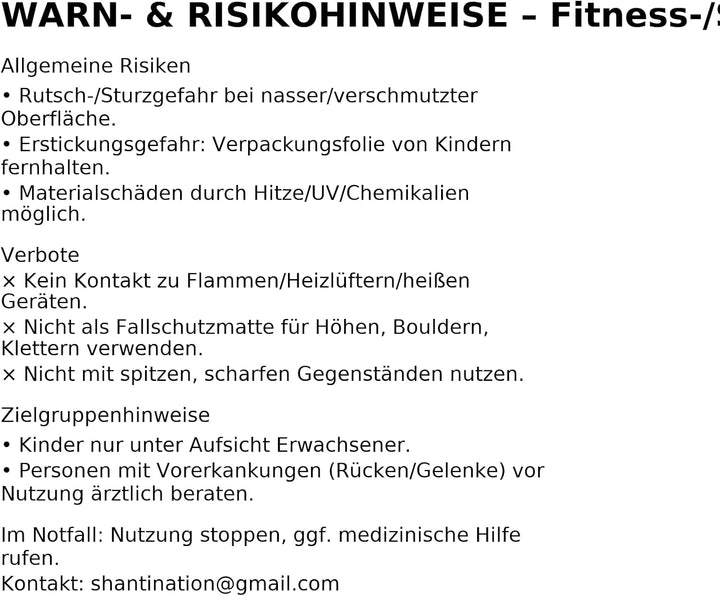 SHANTI NATION - Cardio Mat 95 - kompakte Fitnessmatte (95 x 95 cm) - inkl Tragegurt - ideal zum Seil