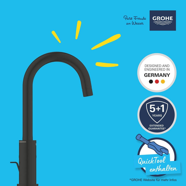 GROHE SLM Basin L Start-Badarmatur (wassersparend, 31cm hoch, schnelle Befestigung, inkl Montagewerk