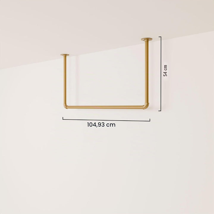 pamo Kleiderstange Deckenmontage Gold – Garderobenstange Decke Industrial I 105x54 cm I Stahlrohr go