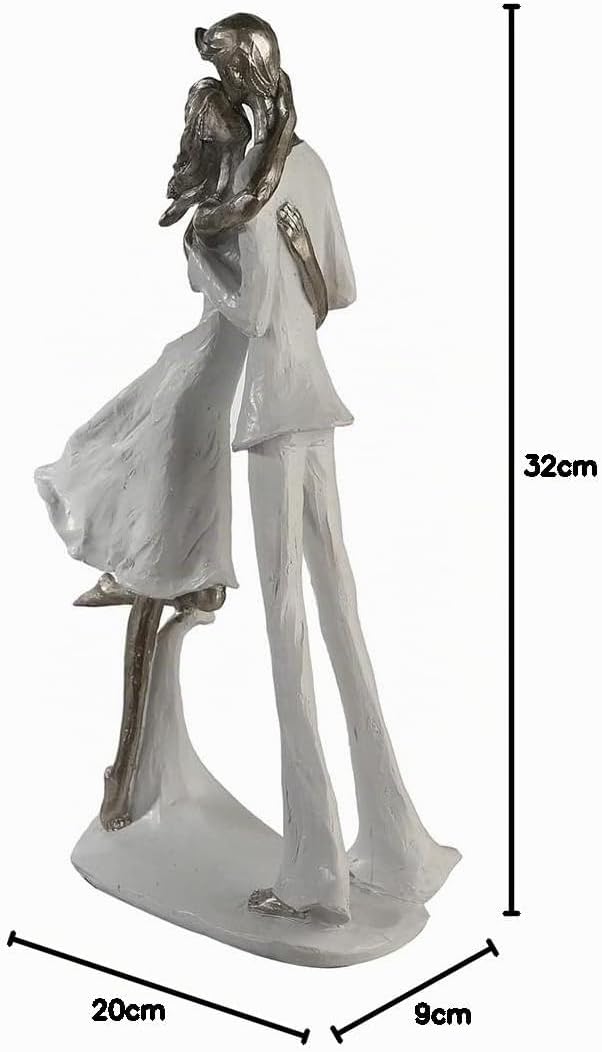 Casablanca - Skulptur Figur Hold Me - aus Poly weiss-Silber weisse Basis H 32