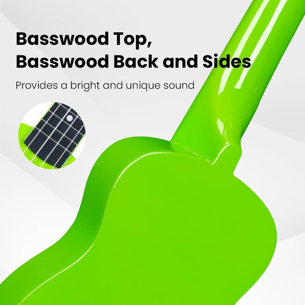 Winzz Sopran Ukulele Starter Kit für Anfänger mit Tasche, Clip-On Tuner, Zusätzlichen Saiten, Gurt,