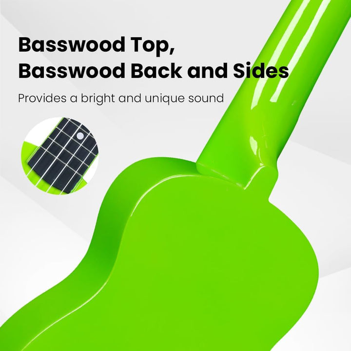 Winzz Sopran Ukulele Starter Kit für Anfänger mit Tasche, Clip-On Tuner, Zusätzlichen Saiten, Gurt,