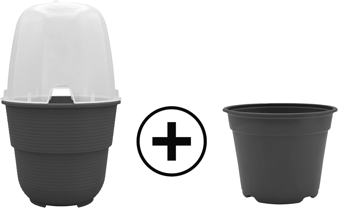 5er-Set Anzuchthaube mit Blumentopf 16 cm Durchmesser Anthrazit runder Anzuchttopf Anzuchthilfe Mini