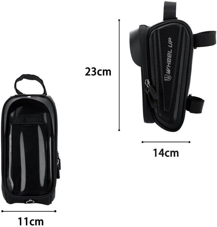 Cadorabo 7 Zoll Handy Fahrradtasche in SCHWARZ - Rahmentasche mit Handyhalter für Smartphones bis 7
