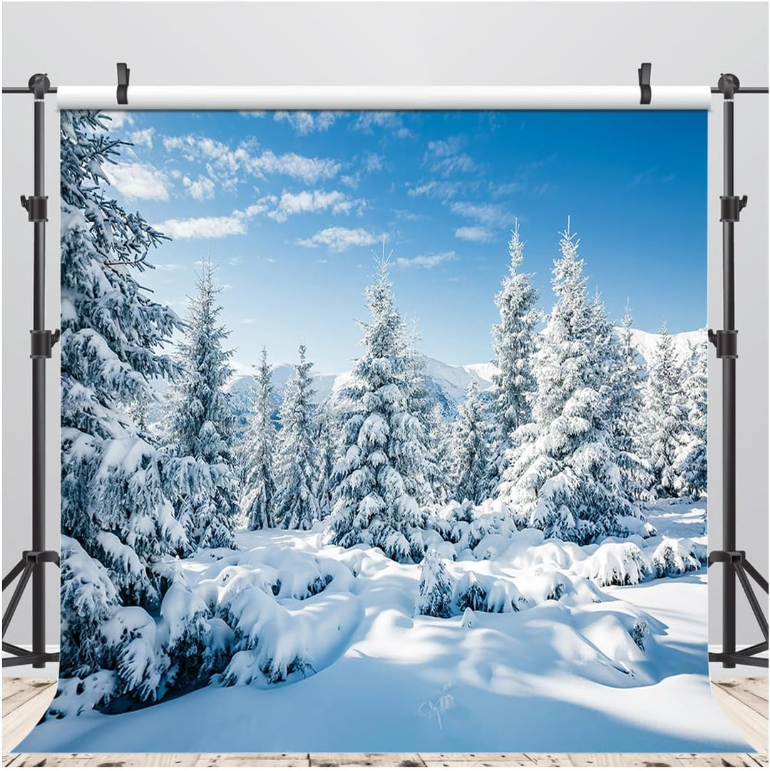 AIIKES 8x8FT Schneelandschaft Hintergrund Winter Wald Schnee Baum Fotografie Hintergrund Outdoor Him