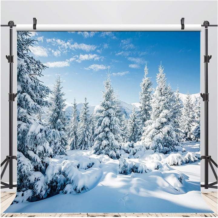 AIIKES 8x8FT Schneelandschaft Hintergrund Winter Wald Schnee Baum Fotografie Hintergrund Outdoor Him