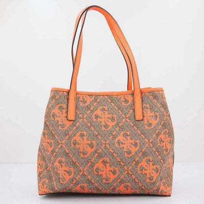 GUESS Damen Vikky Tote Bag Latte -Logo/Orange, Latte -Logo/Orange