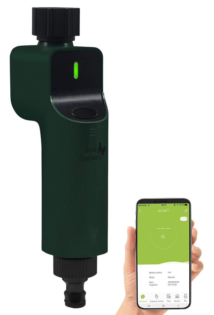Royal Gardineer Bewässerungsventil: Zigbee-Bewässerungscomputer mit Ventil zur App-& Sprach-Steuerun