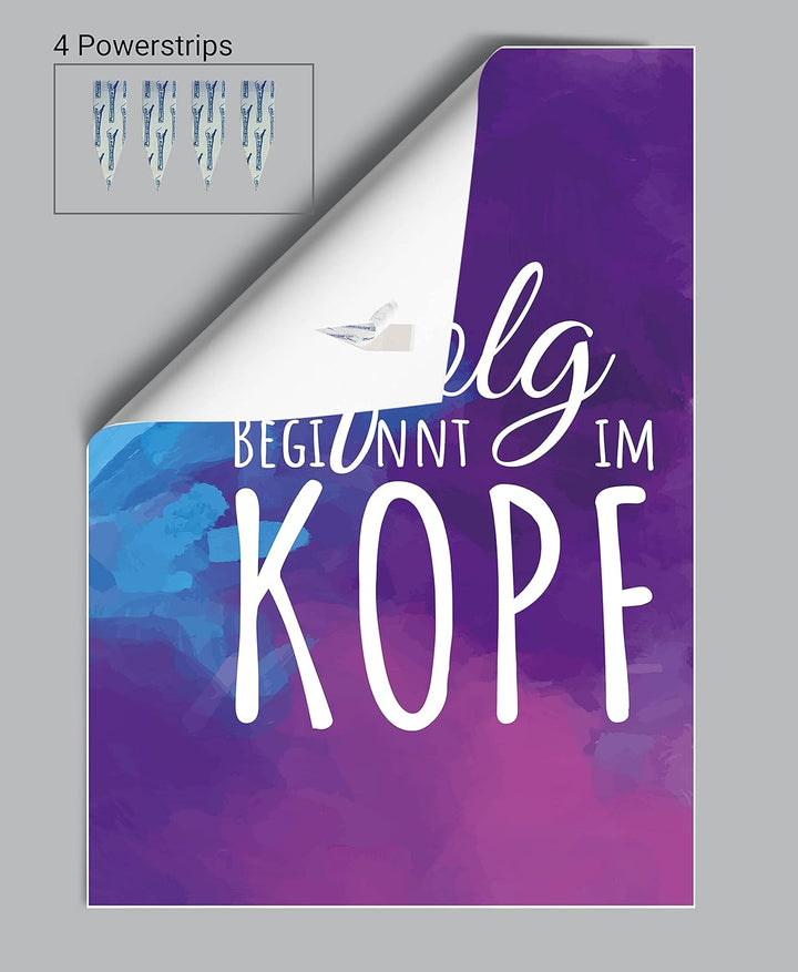 wandmotiv24 Poster als Wanddeko, Grösse Din A0, Erfolg beginnt im Kopf, Pastell, Moderne Wanddeko, W