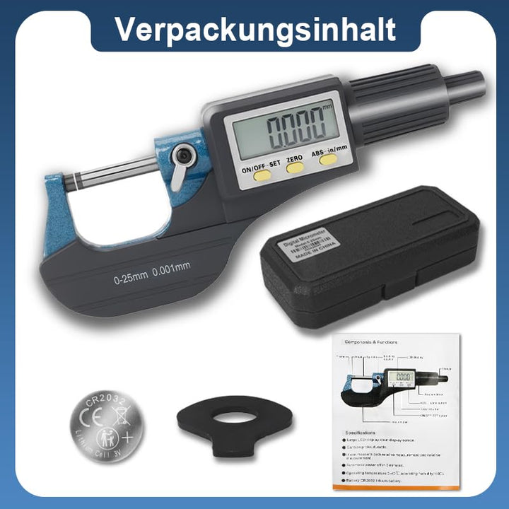 Beslands Mikrometer Digital Bügelmessschraube 0-25mm/ 0.001mm Hohe Präzision Elektronische Digitale