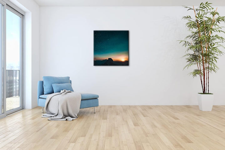 atemberaubender Sternenhimmel bei Sonnenaufgang Format: 70x70 als Leinwandbild, Motiv fertig gerahmt