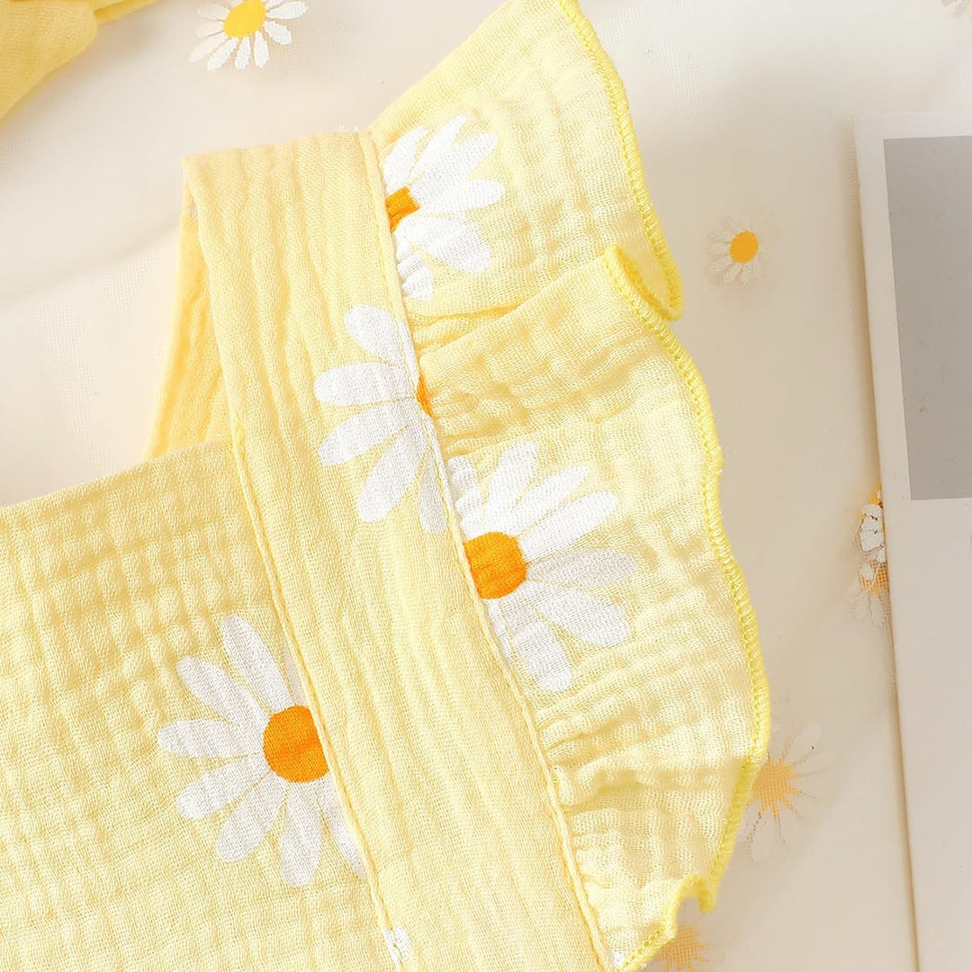 Neugeborenen Mädchen Kleidung Rüschenärmel Gänseblümchen Outfits Stirnband Basics für Neugeborene Ob