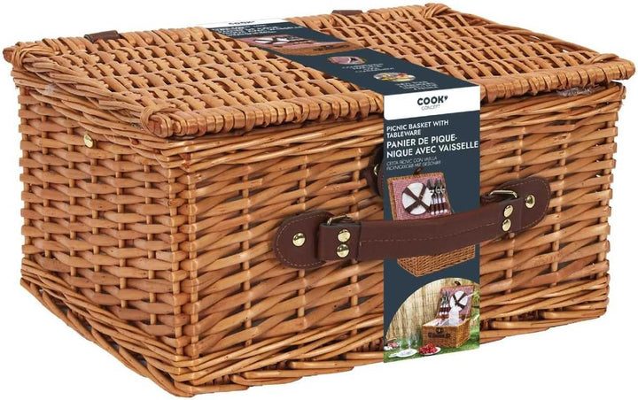 COOK CONCEPT The Home Deco Factory Wicker Picnic Basket with Garden Tableware