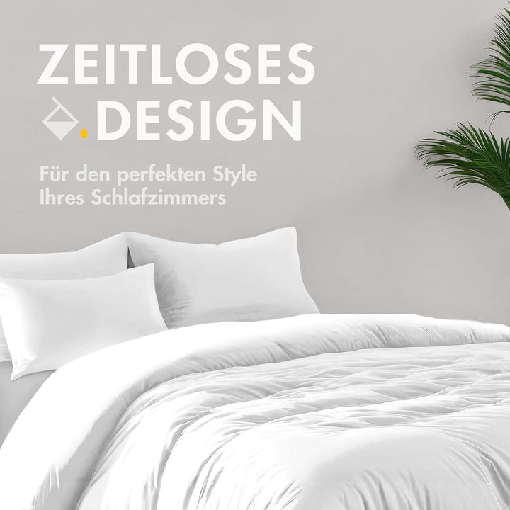 Sleeptime 100% Baumwolle Bettwäsche 135cm x 200cm 4teilig Weiss - weich & bügelfrei Bettbezüge mit R