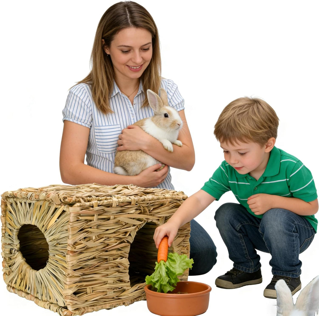 Faltendes Strohhaus, Kaninchengrashaus, für Kaninchen-Meerschweinchen Chinchilla Frettchen, Multi-Ut