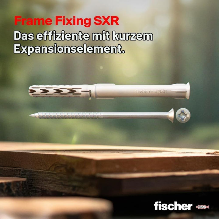 fischer Langschaftdübel SXR 10x120 T, hochwertiger Spreizdübel mit passender Senkkopfschraube, Nylon