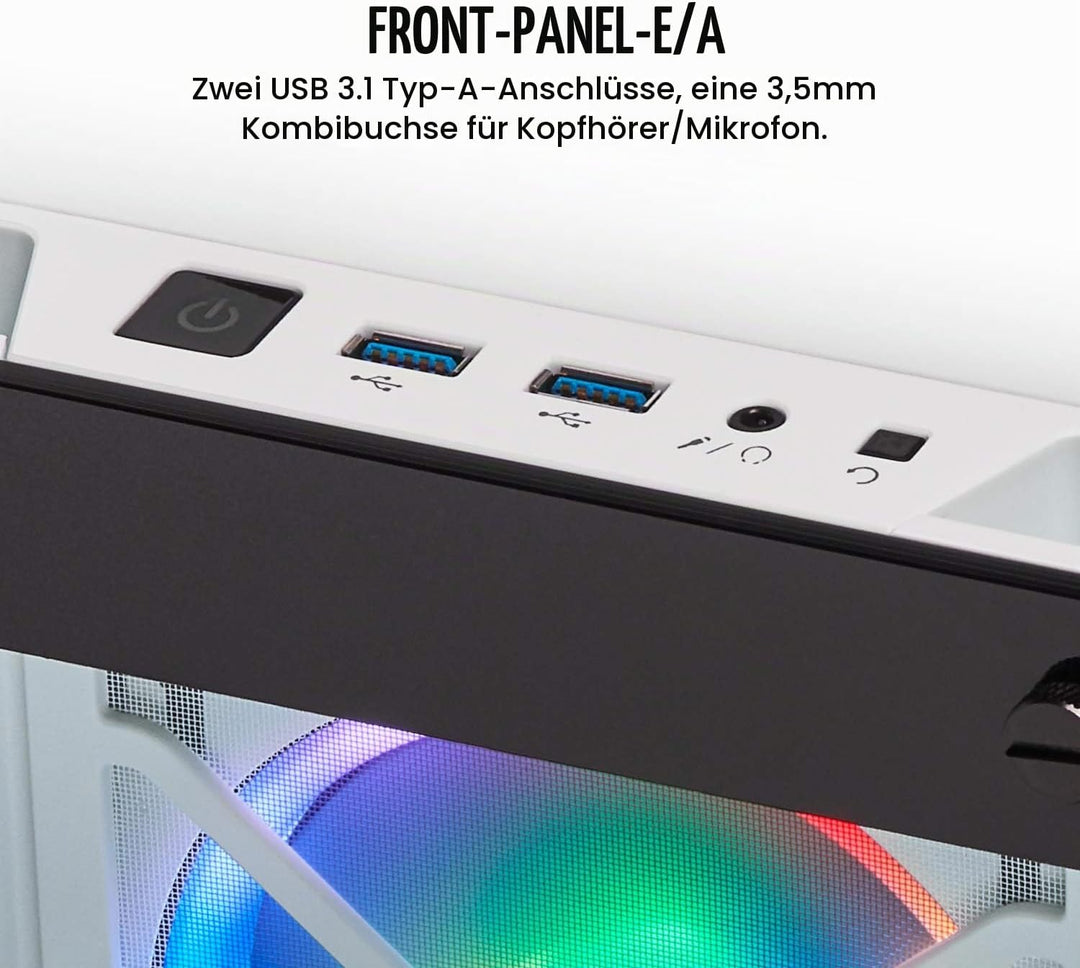 Corsair iCUE 465X RGB Mid-Tower ATX Smartes Gehäuse (Seiten und Frontscheibe aus gehärtetem Glas, 3