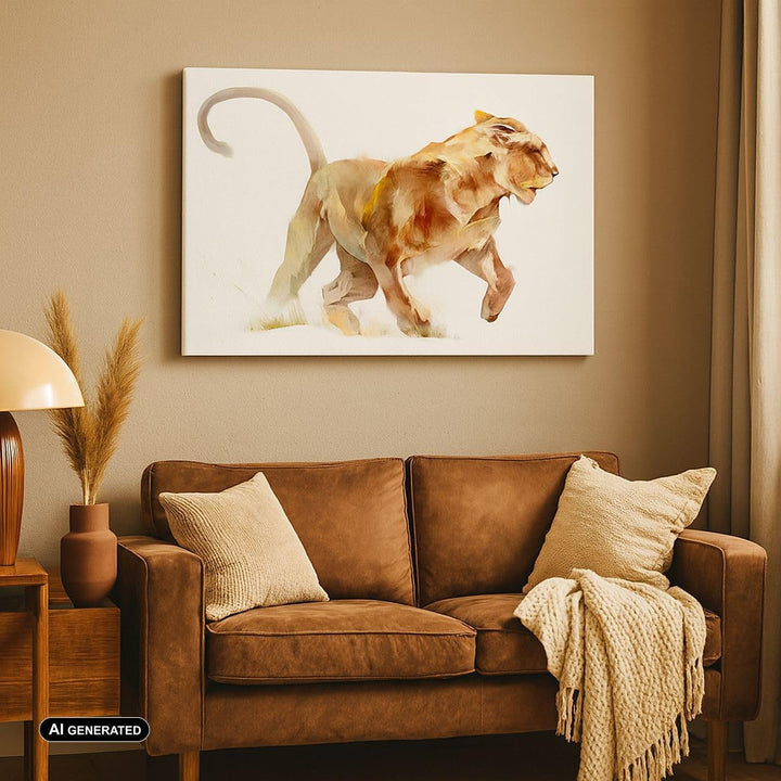 Bilder auf Leinwand 100x70cm Leinwandbild mit Rahmen Tier Abstraktion Gross Wanddeko Bild Schlafzimm