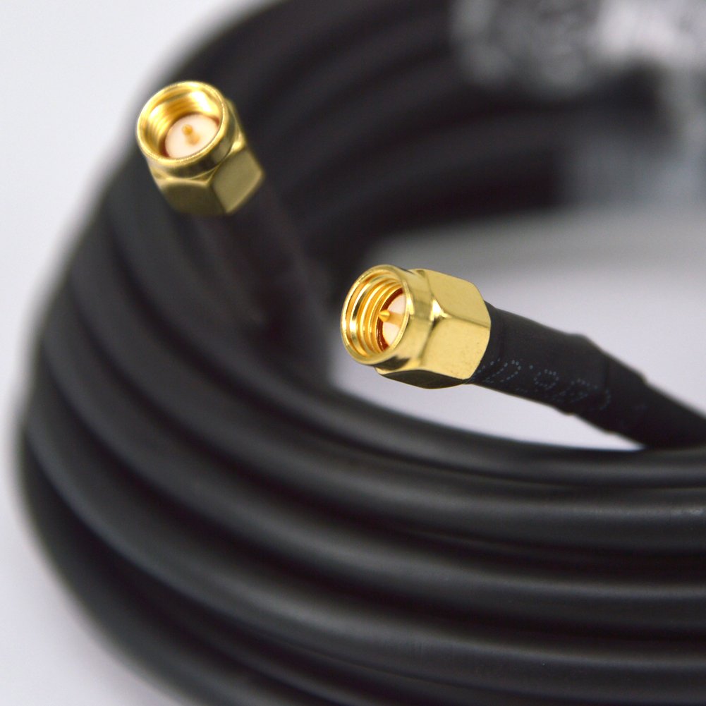 BOOBRIE SMA-Kabel, männlich, 5 m, RG58-Kabel, 50 Ohm, Verlängerungskabel, SMA-Stecker auf SMA-Stecke