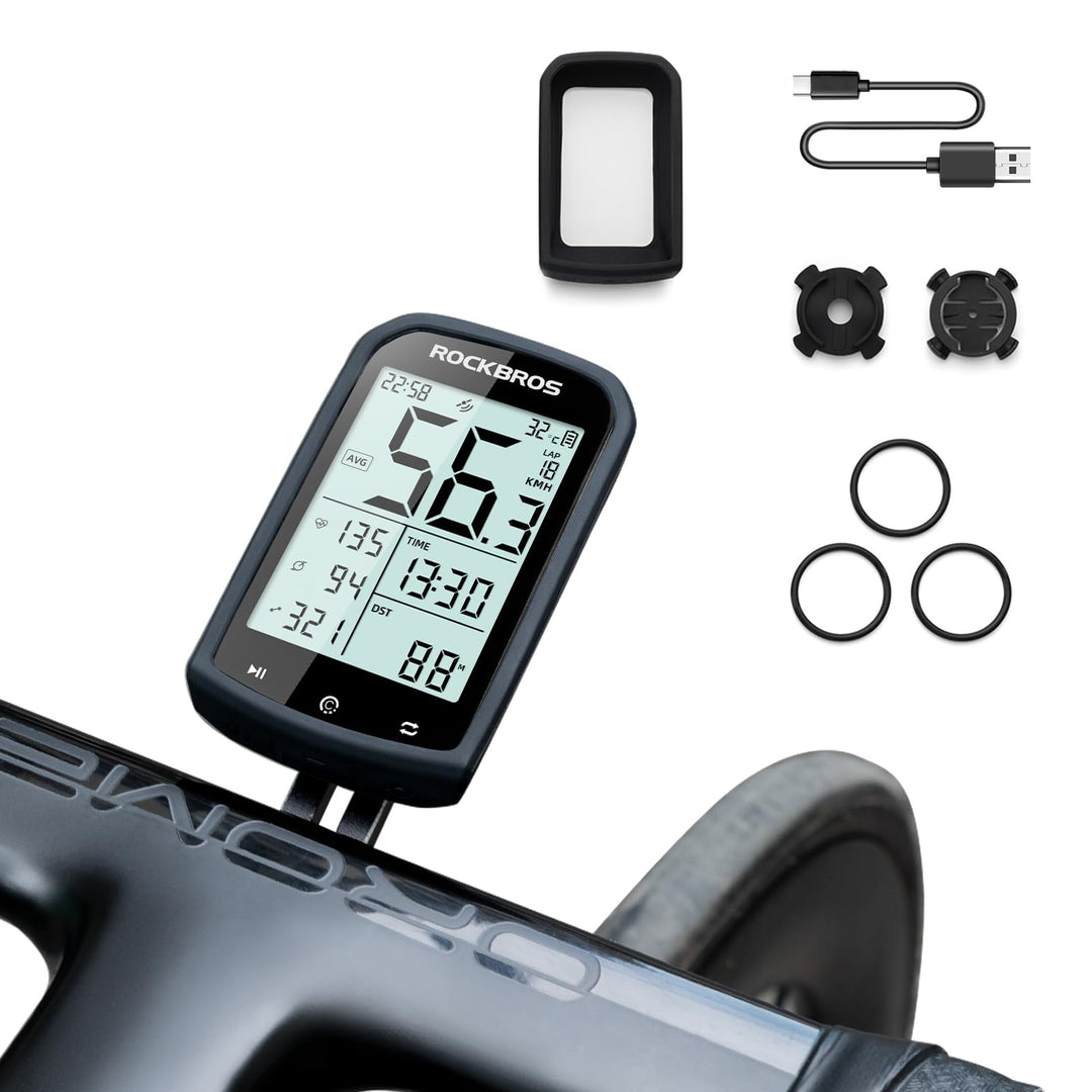 ROCKBROS Fahrradcomputer Kabellos GPS IPX6 wasserdichte Fahrrad Tachometer und Kilometerzähler mit 2