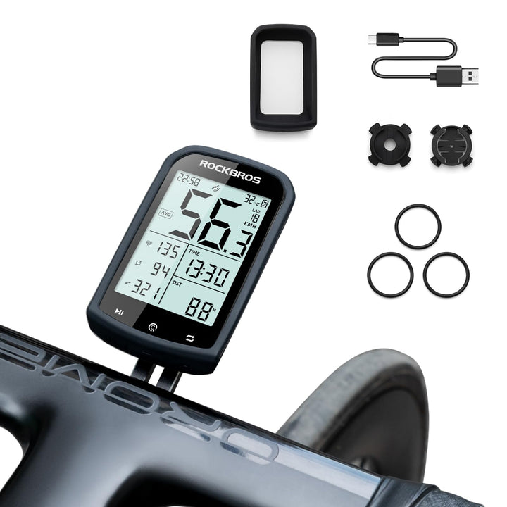 ROCKBROS Fahrradcomputer Kabellos GPS IPX6 wasserdichte Fahrrad Tachometer und Kilometerzähler mit 2