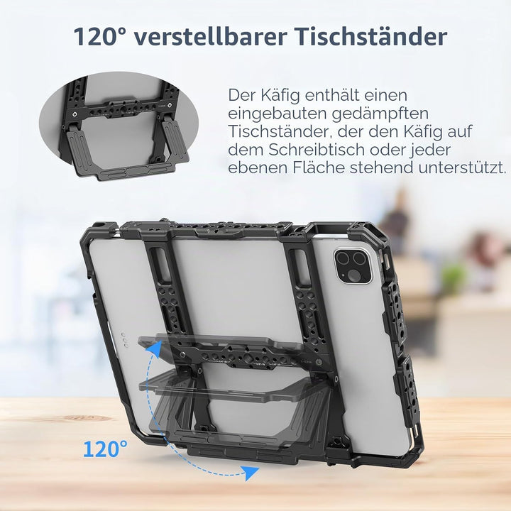 Nitze iPad Cage für iPad/iPad Air/iPad Pro 9.7"/10.5"/11", iPad Cage mit Eingebautem Cold Shoe und M