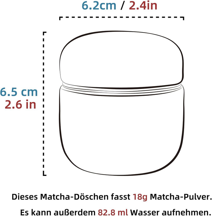 TEANAGOO Kleiner keramischer Matcha-Behälter | 2,8 oz tragbarer Aufbewahrungsbehälter, doppelt versi