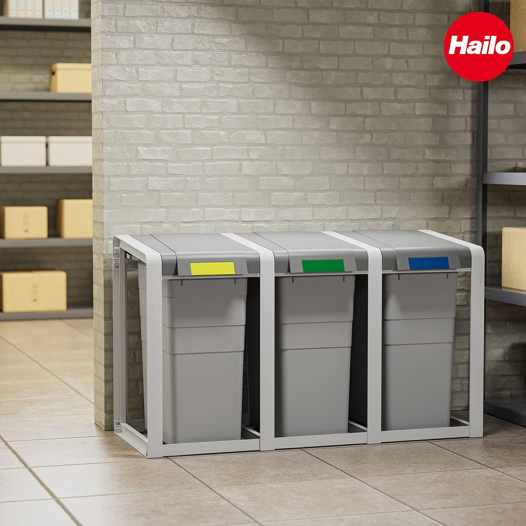 Hailo ProfiLine Öko XL Mülltrennsystem (Basiseinheit, 38 Liter, robustes Gestell, aus Kunststoff, he