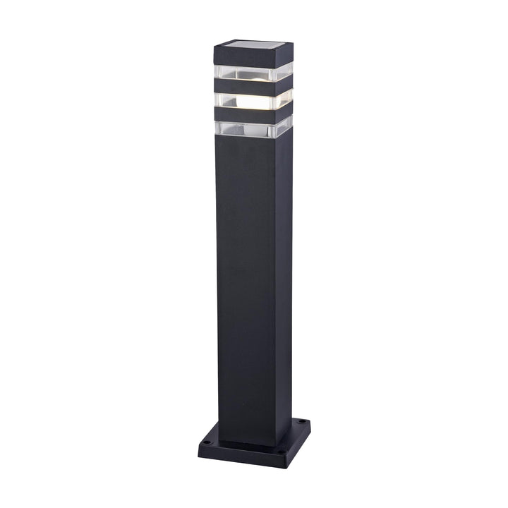 Schwarze Wegeleuchte, aus Aluminium, Säule eckig, IP54, Glasschirm, 1-flammig, excl. 1 X E27 (60W) O