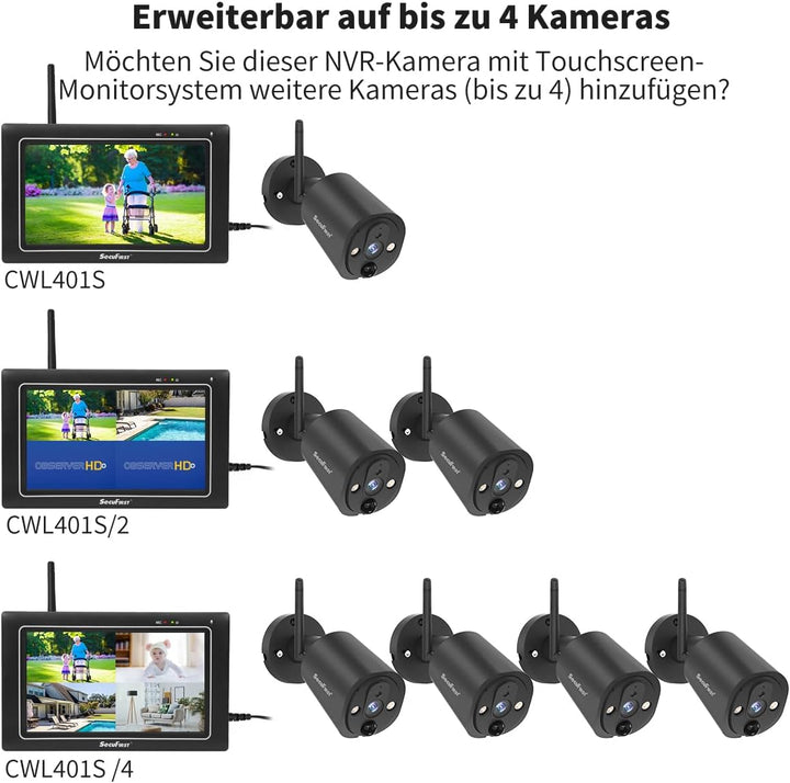 SecuFirst 2K Zusatzkamera für Überwachungskameras Aussen Set (CWL401S,CWL401S/2),Arbeiten Sie nur mi