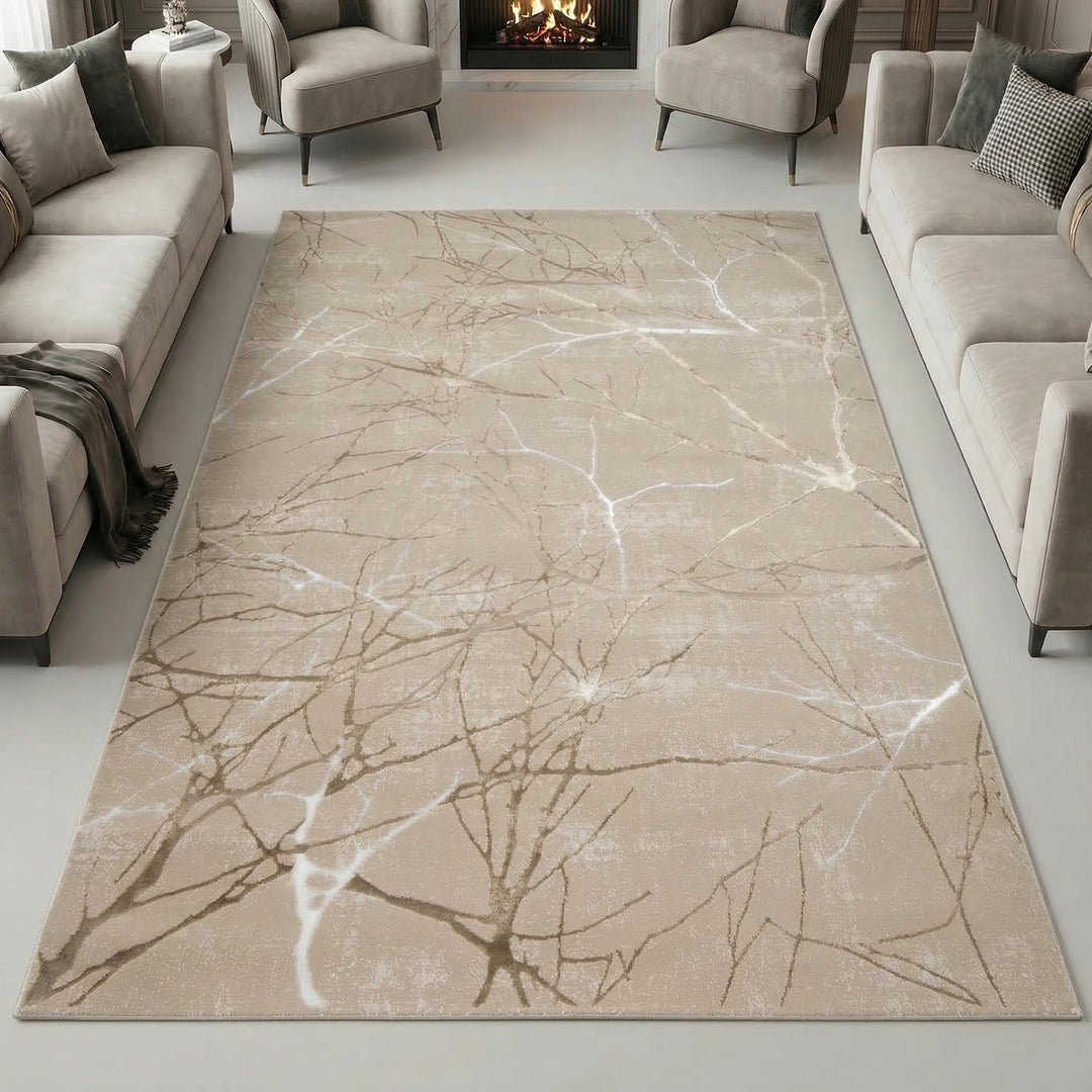 Teppich-Traum Designer Teppich Flur Wohn- & Schlafzimmer abstraktes Ästemuster beige Grösse 160x230