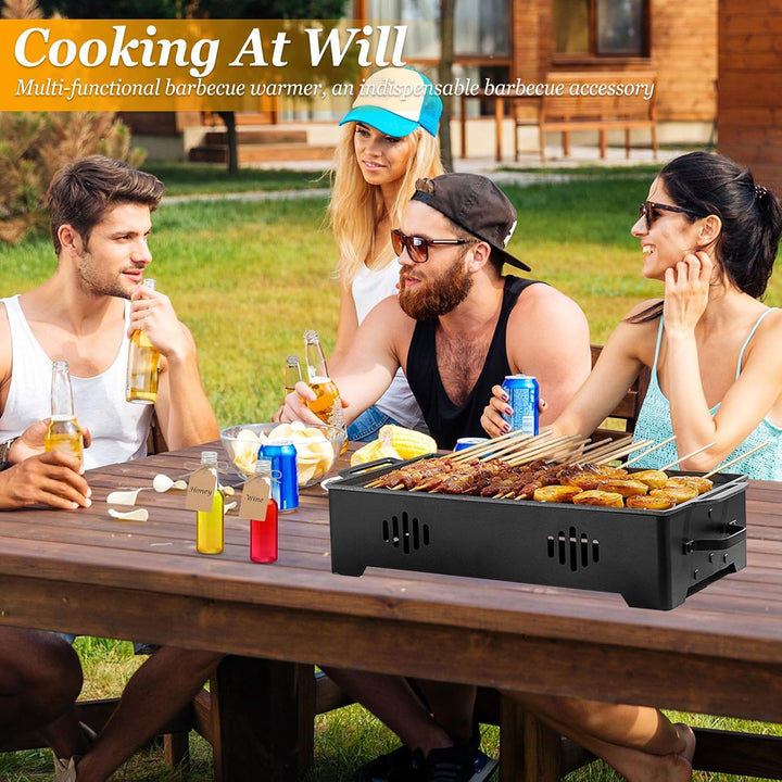 BBQ Warmhalteplatte,Grillgut Stövchen,BBQ Servierplatte mit Edelstahlauflage & Teelichtfunktion,Flei