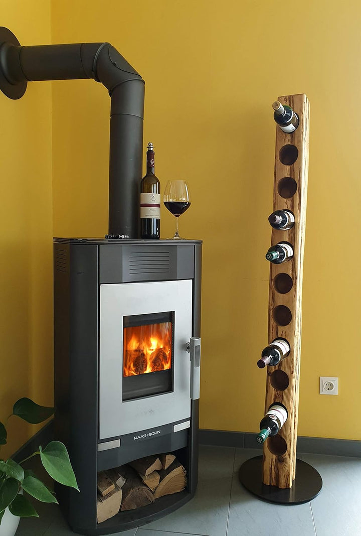 Wood & Wishes – Rustikaler Weinständer, Weinregal, Weinhalter aus massivem Holz; gefertigt in Handar