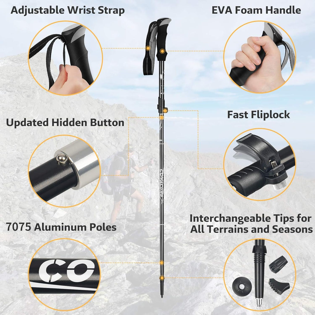 COVACURE Wanderstöcke Nordic Walking Stöcke - 110-130 cm / 100-120 cm Faltbar, Verstellbar, Teleskop