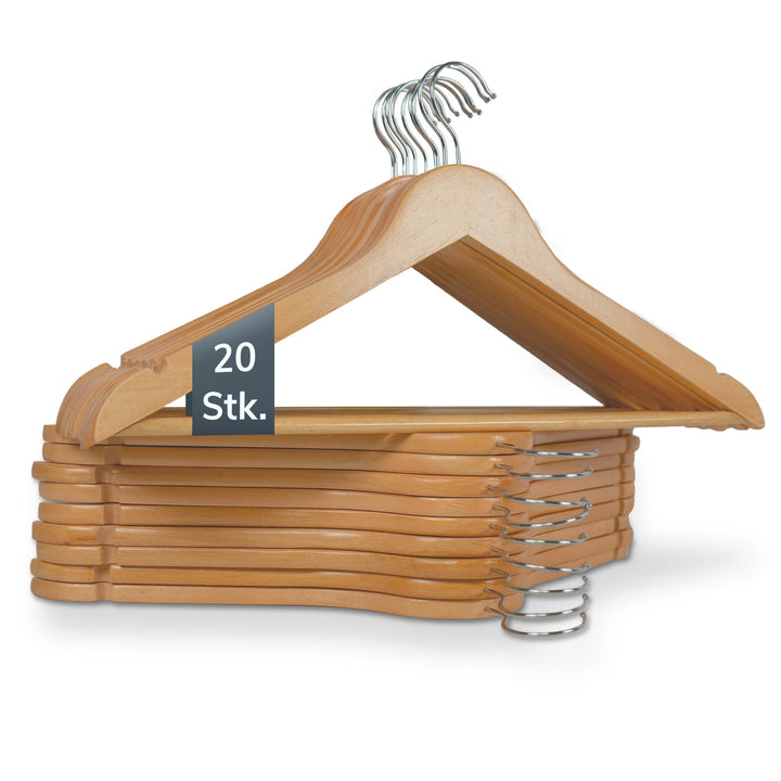 A ACTIVE SOUL – Kleiderbügel Holz 20er Set – Holzkleiderbügel mit Einkerbungen für Kleider & Mittels