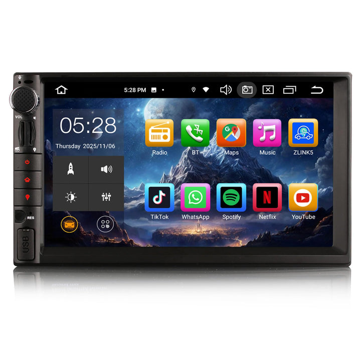 Erisin 6GB+128GB 8-Kern Android 14 Doppel Din Universal GPS mit Navi Autoradio Bluetooth, 2 Din Radi