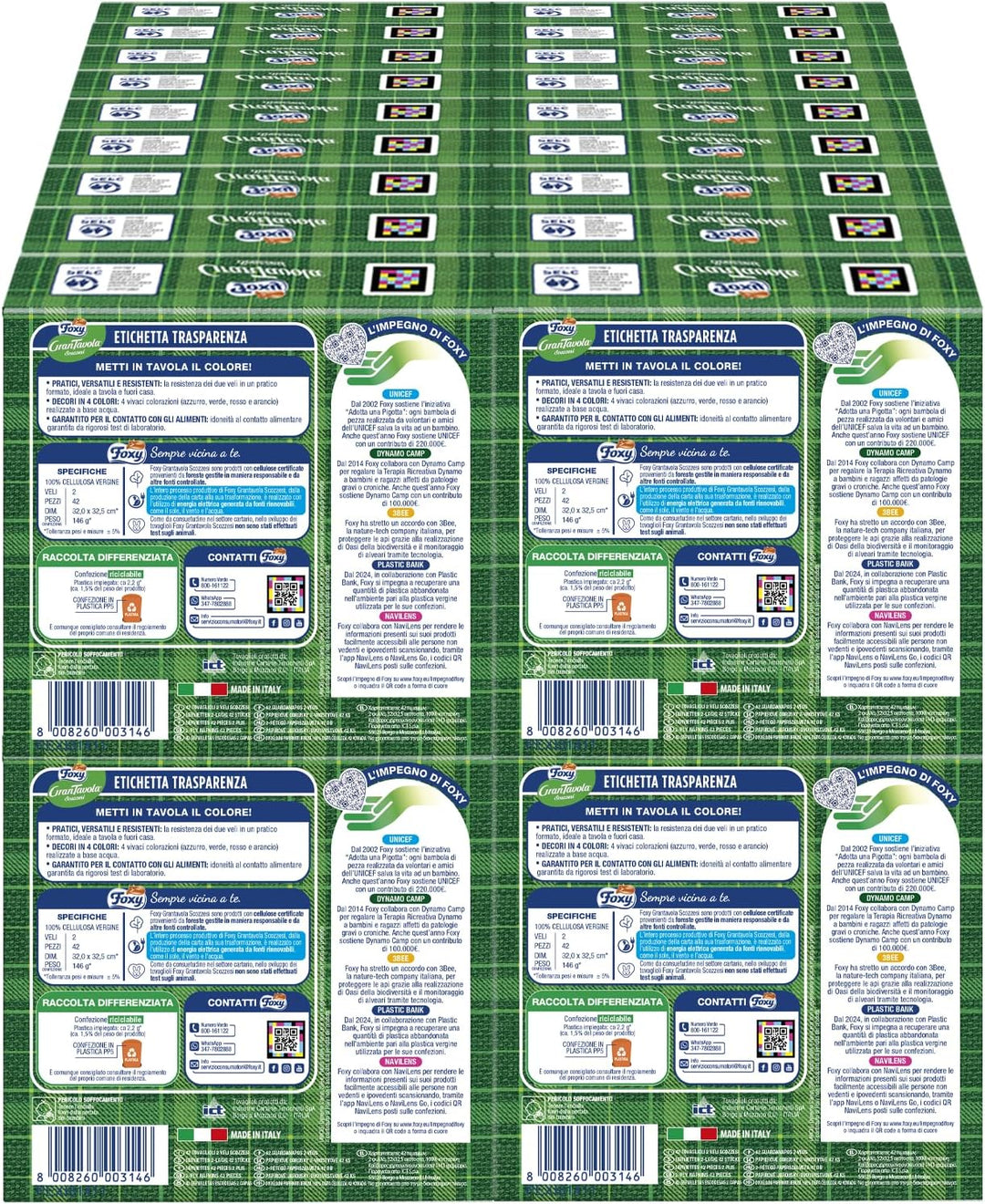 Foxy Schottische GranTavola | Servietten für den Regen | 36 Packungen à 42 Stück 32 x 32,5 cm | Scho
